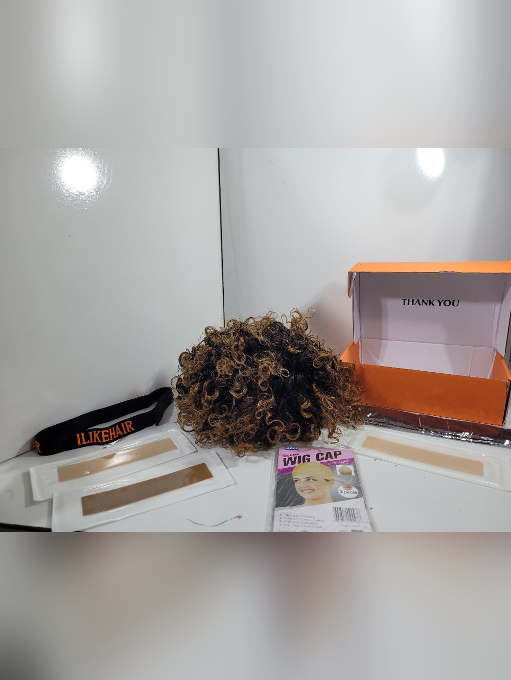 NEW ILIKEHAIR Glueless Curly Bob Wig Honey Blonde Highlights HD Lace Human Hair